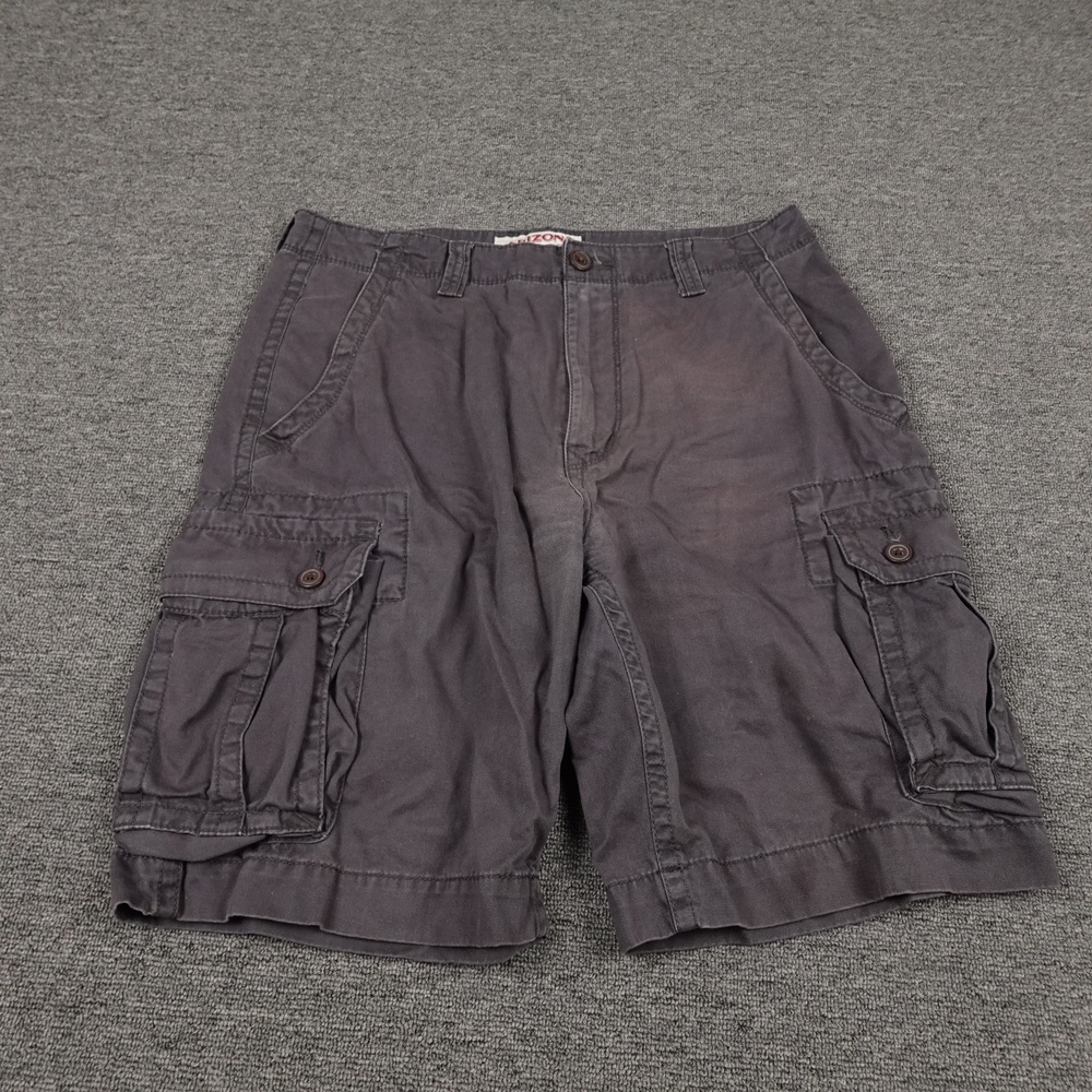 Arizona Jean Co. Cargo Shorts Mens 32 Gray Canvas 11 Inseam Outdoor Casual